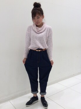 「マムジーンズ」｜ayapanさん（レディース・152cm）の冬コーディネート