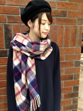 「カシミヤマフラー」｜MACKINTOSH PHILOSOPHY ウィング高輪店スタッフさん（レディース・158cm）の秋コーディネート