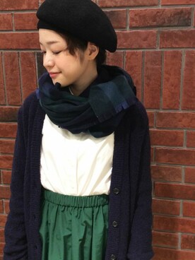 「カシミヤマフラー」｜MACKINTOSH PHILOSOPHY ウィング高輪店スタッフさん（レディース・158cm）の秋コーディネート