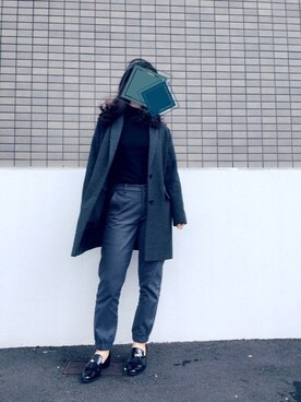「NICE CLAUP（ナイスクラップ）のアイテム（チェスターコート）」を使った、nancyさん（レディース・160cm）の冬コーディネート