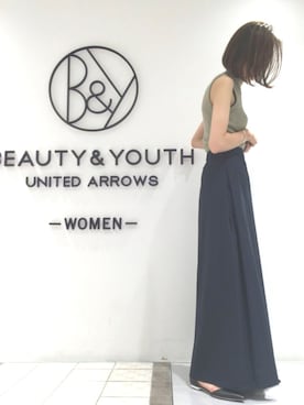 「Steven Alan(スティーブンアラン)のアイテム(Tシャツ/カットソー、グリーン系)」を使った、Momoko Kiguchiさん(レディース・160cm)の夏コーディネート