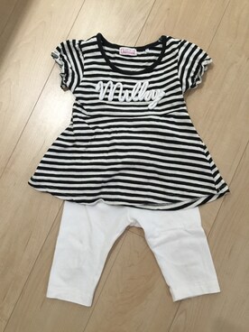 「しまむら（シマムラ）のアイテム（Tシャツ/カットソー、ブラック系）」を使った、makiさん（レディース・156cm）の夏コーディネート