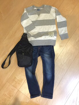 「西松屋（ニシマツヤ）のアイテム（スウェット、グレー系）」を使った、makiさん（レディース・156cm）の秋コーディネート