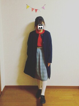 「ADAM ET ROPE'（アダムエロペ）のアイテム（ノーカラージャケット）」を使った、K☺︎さん（レディース・150cm）の冬コーディネート