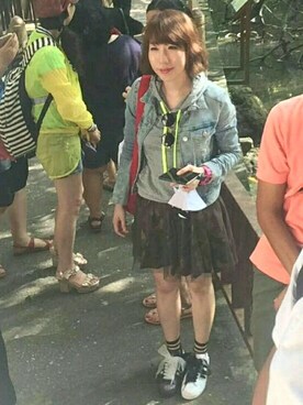 「アイテム（アナログ腕時計、ピンク系）」を使った、Roro★さん（レディース・160cm）の夏コーディネート