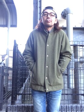 「SOPHNET.（ソフネット）のアイテム（スタジャン）」を使った、Yuta さん（メンズ・174cm）の冬コーディネート