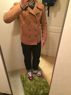 「JOURNAL STANDARD（ジャーナルスタンダード）のアイテム（ピーコート）」を使った、takeshiさん（メンズ・170cm）の冬コーディネート