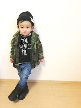 「ヌプシ」｜「アイテム（マウンテンパーカー）」を使った、kyomomoさん（キッズ・80cm）の秋コーディネート