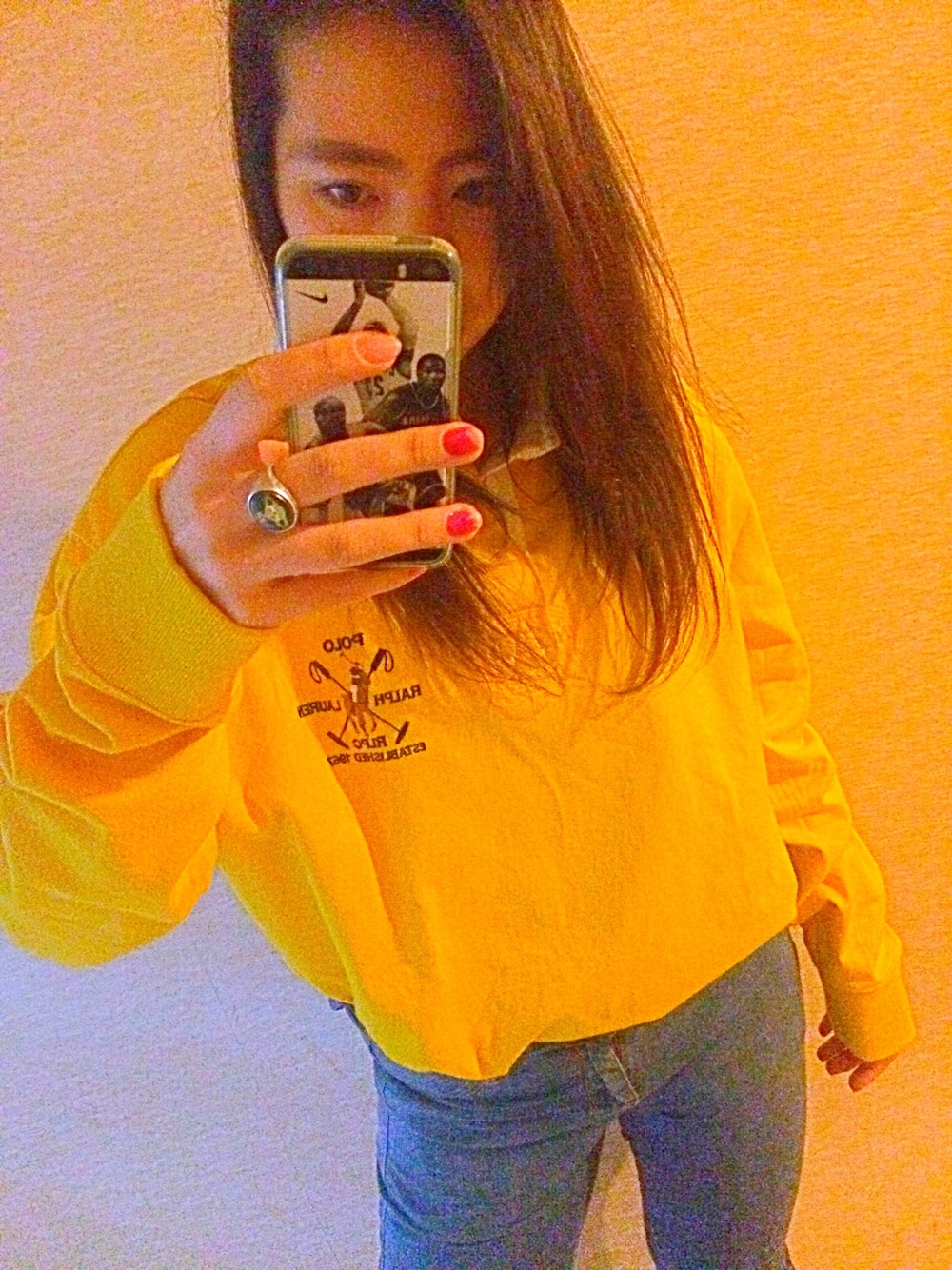 「Polo Ralph Lauren、ラルフ、ポロ、ラルフローレン、NIKE、ナイキ、Vivienne Westwood、ヴィヴィアンウエストウッド、古着、ビンテージ」｜「Vivienne Westwoodのアイテム（リング、シルバー系）」を使った、TCG♡✌︎さん（レディース・164cm）の冬コーディネートの1枚目の写真