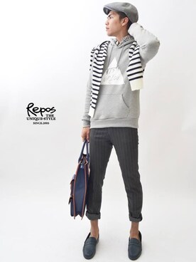「repos（ルポ）のアイテム（トップス）」を使った、wadeさん（メンズ・175cm）の冬コーディネート