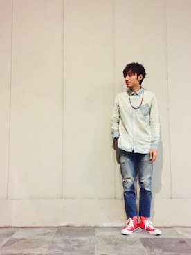 「TALKING ABOUT THE ABSTRACTION（トーキング　アバウト　ジ　アブストラクション）のアイテム（シャツ/ブラウス）」を使った、クロハユウキさん（メンズ・175cm）の春コーディネート
