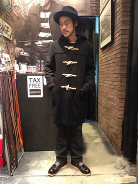 「schott（ショット）のアイテム（ダッフルコート）」を使った、ishizawaさん（メンズ・173cm）の冬コーディネート