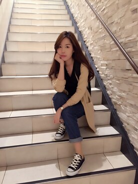 「chico_（チコ）のアイテム（パンツ）」を使った、Yuko Kurayoshiさん（レディース・162cm）の春コーディネート