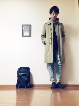 「STUDIOUS（ステュディオス）のアイテム（その他シューズ）」を使った、Yutaroさん（メンズ・180cm）の冬コーディネート
