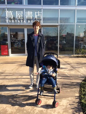 「ADAM ET ROPE'（アダムエロペ）のアイテム（ダッフルコート）」を使った、motoaki irieさん（メンズ・182cm）の春コーディネート
