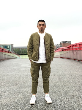 「Taiwan」｜「アイテム（ノーカラージャケット）」を使った、Randy  Chenさん（メンズ・172cm）の春コーディネート