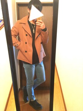 「RAGEBLUE（レイジブルー）のアイテム（ピーコート）」を使った、Rさんさん（メンズ・170cm）の冬コーディネート