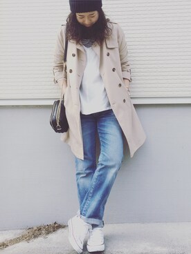 「grove（グローブ）のアイテム（トレンチコート）」を使った、mikiさん（レディース・169cm）の冬コーディネート