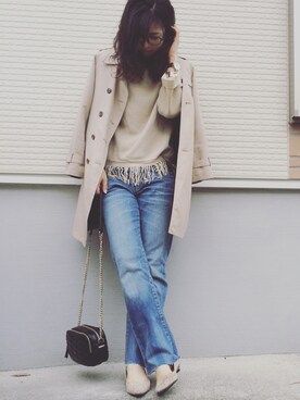 「ダニエルウェリントン」｜「アイテム（トレンチコート）」を使った、mikiさん（レディース・169cm）の冬コーディネート
