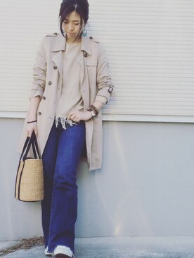 「grove（グローブ）のアイテム（トレンチコート）」を使った、mikiさん（レディース・169cm）の春コーディネート
