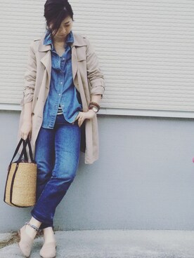 「grove（グローブ）のアイテム（トレンチコート）」を使った、mikiさん（レディース・169cm）の春コーディネート