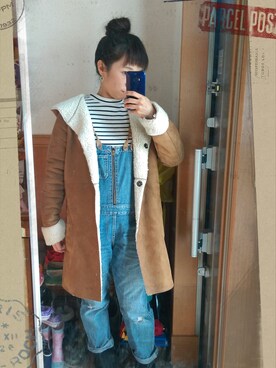 「studio CLIP（スタディオクリップ）のアイテム（ムートンコート）」を使った、*ももこ*さん（レディース・153cm）の冬コーディネート