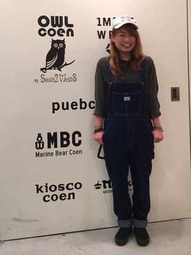 「ゆるカジ」｜「アイテム（オールインワン・サロペット）」を使った、Fuka*さん（レディース・153cm）の春コーディネート