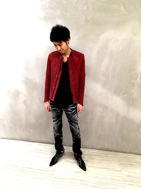 「アイテム（ノーカラージャケット）」を使った、OHORIさん（メンズ・183cm）の夏コーディネート