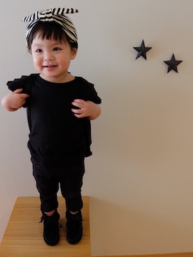 「子供服」｜「アイテム（モカシン/デッキシューズ）」を使った、azu☻♡さん（キッズ・80cm）の春コーディネート