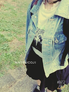 「merry jenny（メリージェニー）のアイテム（デニムジャケット）」を使った、natsucojiさん（レディース・156cm）の秋コーディネート