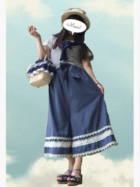 「axes femme（アクシーズファム）のアイテム（かごバッグ）」を使った、サリィさん（レディース・164cm）の夏コーディネート