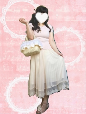 「axes femme（アクシーズファム）のアイテム（かごバッグ）」を使った、サリィさん（レディース・164cm）の夏コーディネート