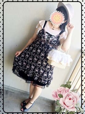 「axes femme（アクシーズファム）のアイテム（かごバッグ）」を使った、サリィさん（レディース・164cm）の夏コーディネート