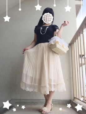 「axes femme（アクシーズファム）のアイテム（かごバッグ）」を使った、サリィさん（レディース・164cm）の夏コーディネート