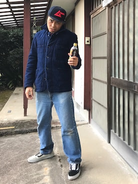 「ROLLING CRADLE（ローリングクレイドル）のアイテム（帽子）」を使った、人糞さん（メンズ・176cm）の秋コーディネート