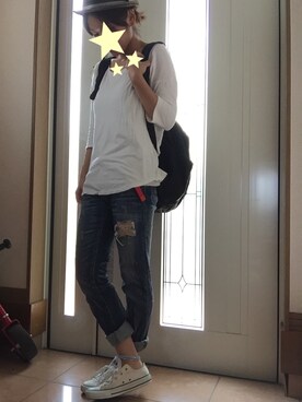 「NAVAL（ナバル）のアイテム（帽子）」を使った、basilさん（レディース・156cm）の夏コーディネート