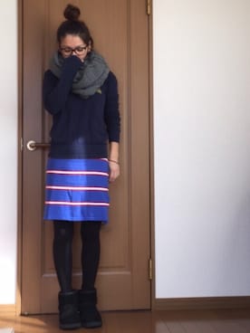「ハーフアップ」｜「アイテム（ピーコート）」を使った、basilさん（レディース・156cm）の冬コーディネート