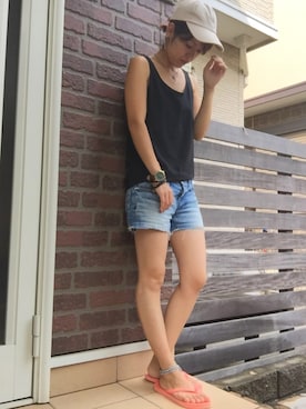 「OLD NAVY（オールドネイビー）のアイテム（ビーチサンダル）」を使った、basilさん（レディース・156cm）の夏コーディネート