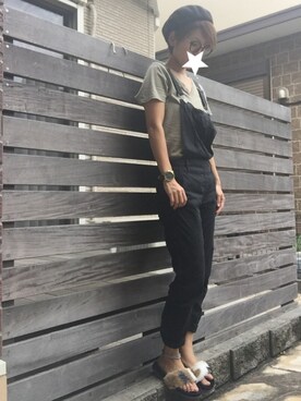 「AZUL by moussy（アズールバイマウジー）のｵｰｶﾞﾆｯｸｺｯﾄﾝVﾈｯｸ半袖PO（Tシャツ/カットソー）」を使った、basilさん（レディース・156cm）の秋コーディネート