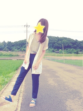 「アイテム（サンダル、ブルー系）」を使った、mariko-0801さん（レディース・162cm）の夏コーディネート