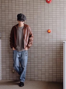 「Sebastian（セバスティアン）のアイテム（キャスケット、ブラック系）」を使った、えーたさん（メンズ・173cm）の春コーディネート