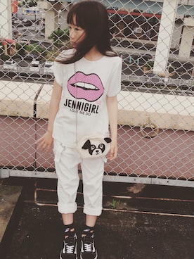 「BACK NUMBER（バックナンバー）のアイテム（サロペット/オーバーオール）」を使った、junjunさん（キッズ・132cm）の夏コーディネート