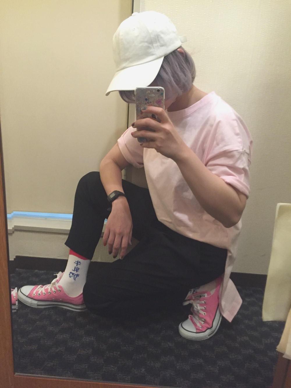 「ピンクコーデ、k-pop、韓国ファッション」｜「SPINNSのアイテム（Tシャツ/カットソー、ピンク系）」を使った、▽△MIKI▽△さん（レディース・154cm）の春コーディネートの1枚目の写真