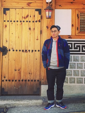 「patagonia」｜「アイテム（スタジャン）」を使った、Cyrusさん（メンズ・168cm）の冬コーディネート