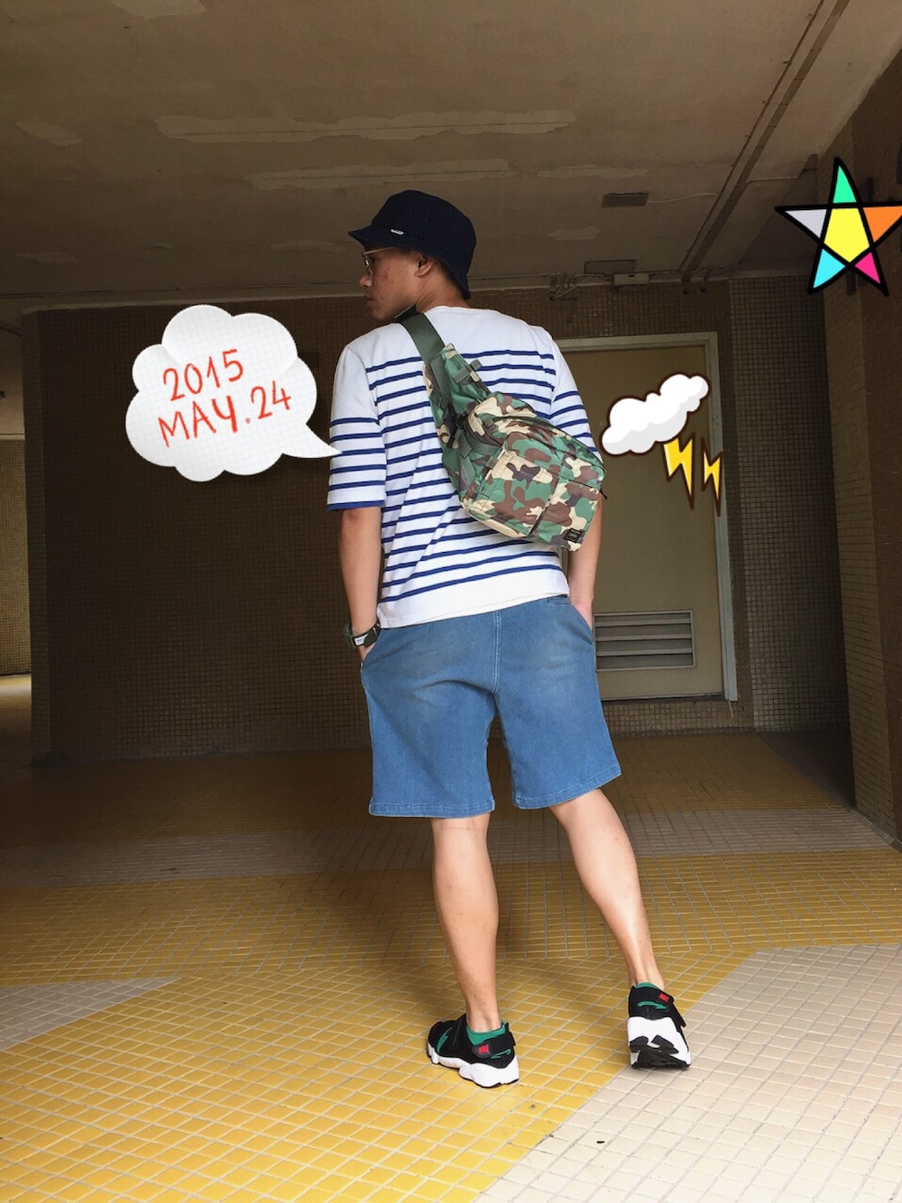 「ootd、hkboy、gshock、airrift、rift、NIKE、MUJI、journal standard」｜「HEAD PORTERのアイテム（ボディバッグ/ウエストポーチ、その他）」を使った、Cyrusさん（メンズ・168cm）の春コーディネートの1枚目の写真