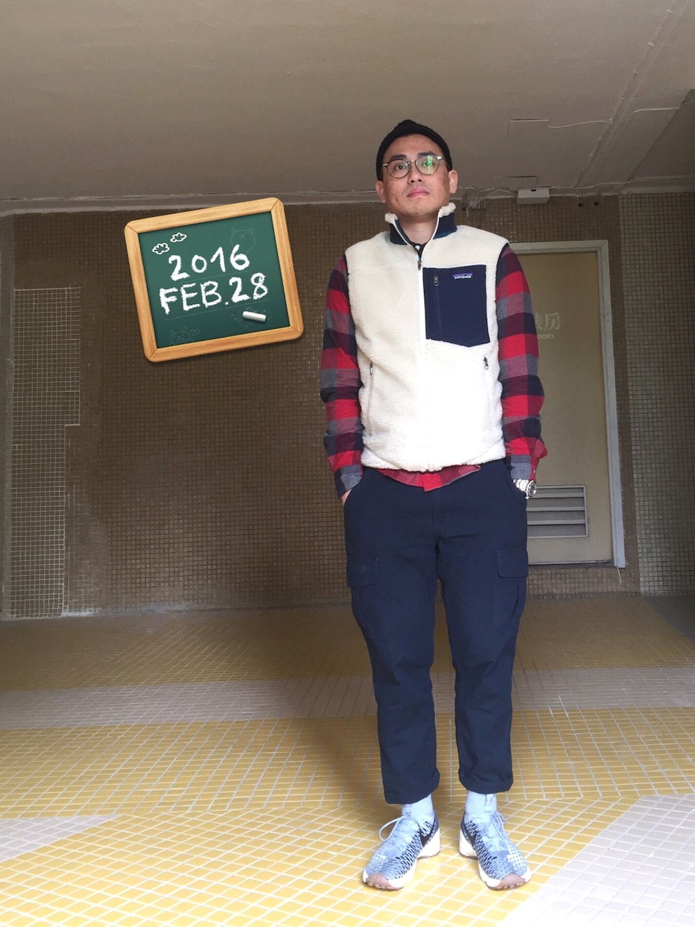 「NEIGHBORHOOD、NIKE、GU、MUJI、patagonia、ootd、hkboy」｜「NEIGHBORHOODのアイテム（ニットキャップ/ビーニー、ブラック系）」を使った、Cyrusさん（メンズ・168cm）の春コーディネートの1枚目の写真