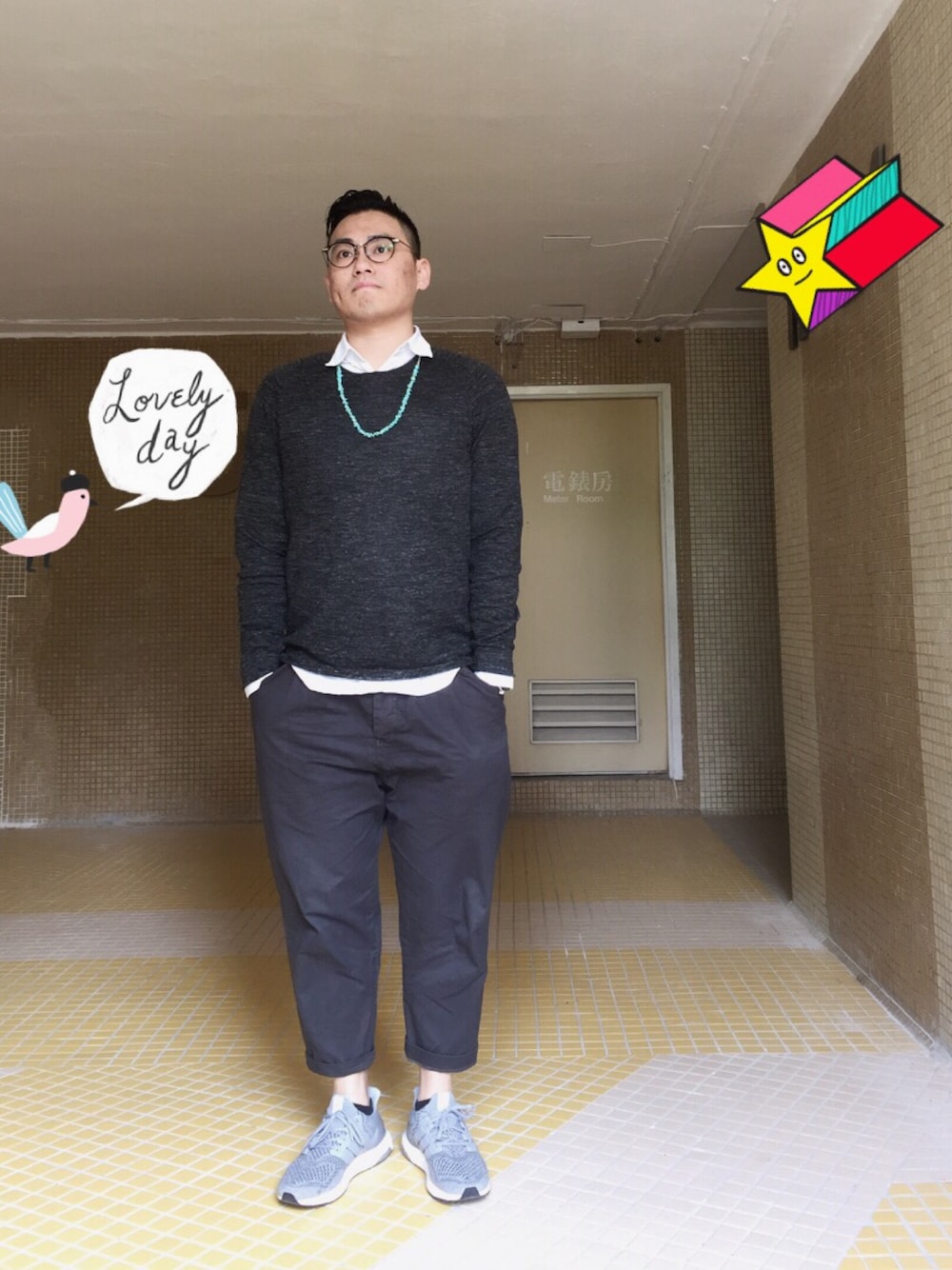 「COS、adidas、ultraboost、RAGEBLUE」｜「adidasのアイテム（スニーカー、グレー系）」を使った、Cyrusさん（メンズ・168cm）の夏コーディネートの1枚目の写真