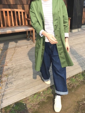 「PAR ICI」｜「アイテム（その他アウター）」を使った、oyuさん（レディース・162cm）の春コーディネート