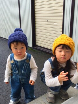 「Lee（リー）のアイテム（つなぎ/オールインワン）」を使った、ゆなしょ〜さん（キッズ・110cm）の秋コーディネート