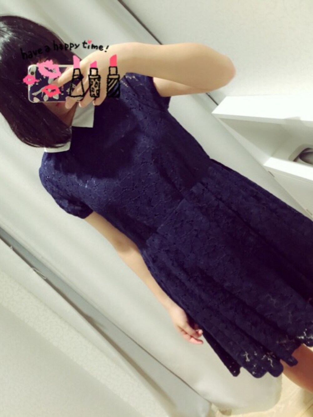 「夏服、爽やかコーデ、清楚系、デート、海、ワンピース」｜「ems exciteのアイテム（ワンピース、ブルー系）」を使った、奈津妃さん（レディース・156cm）の春コーディネートの1枚目の写真